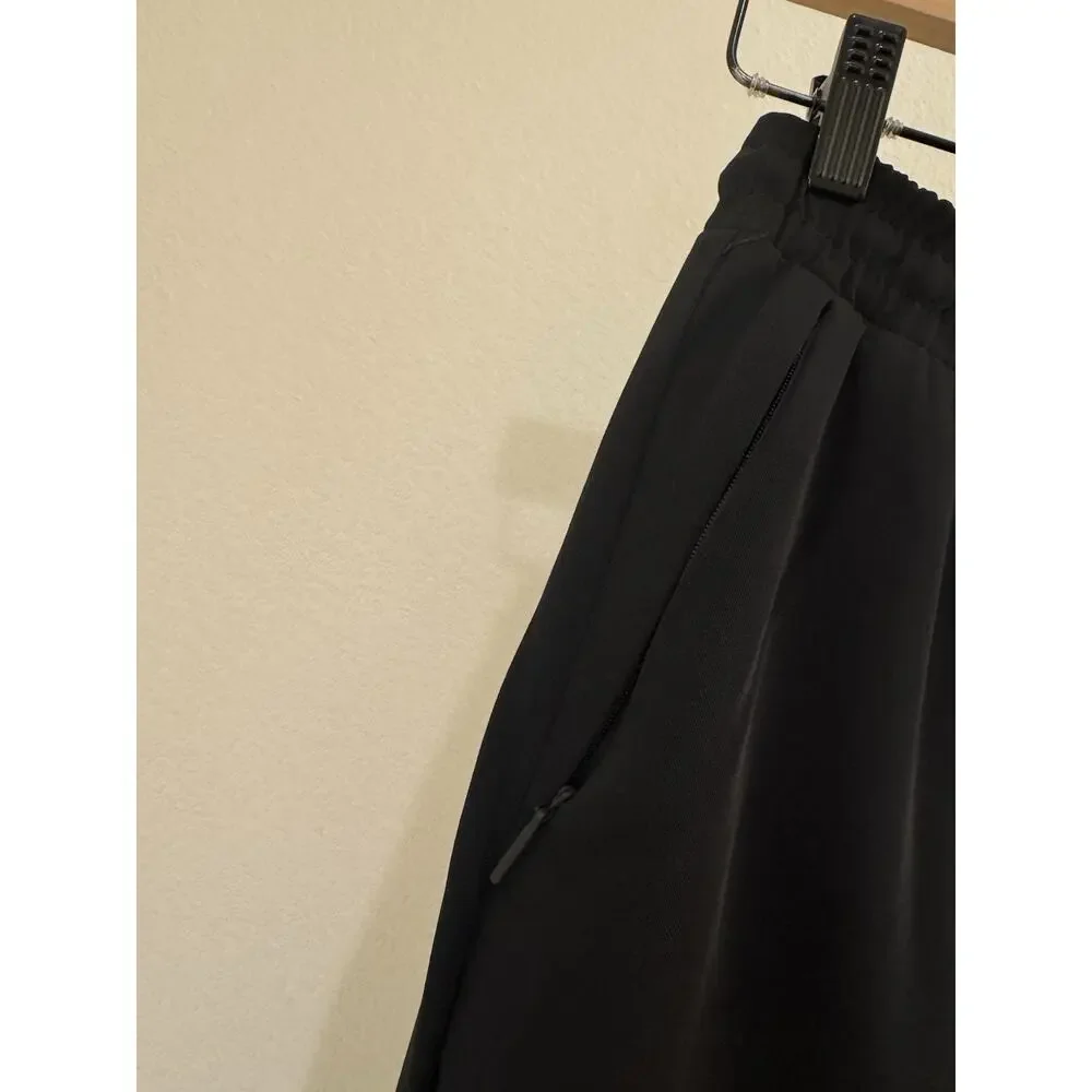 Spanx CarryOn Wide Leg Pants Womens S Petite Black Travel Drawstring 21545Q